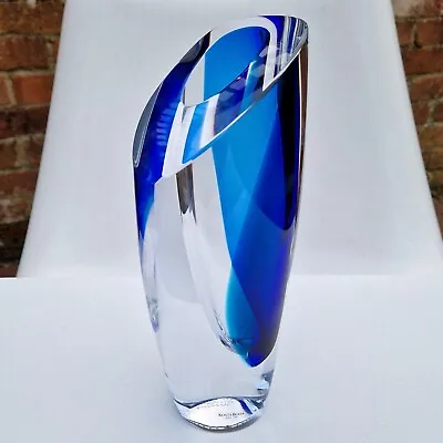 Buy KOSTA BODA GORAN WARFF SWEDISH ART GLASS VASE - SIGNED - CLEAR BLUE -  28cm • 195£