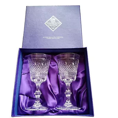 Buy Edinburgh Crystal- Lomond- 2 X Water Goblet- Large Wine Glass Boxed • 9.99£