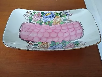 Buy Vintage Maling Peony Rose Pink Thumbprint Footed Dish Lustreware In Vgc • 15.50£