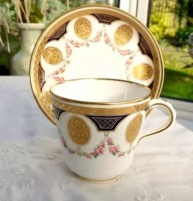 Buy Antique Minton Cup Saucer Duo Tooled Guilding Hand Painted Swags 19thc 1862-72 • 150£