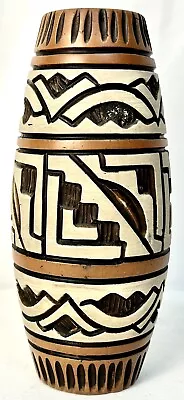 Buy Vintage Redware Art Pottery Vase Vessel Geometric Design Middle Eastern Origins • 28.44£