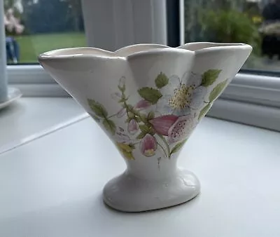Buy Vintage Retro Brixham Pottery Floral Vase ‘Dawlish’ - Fox Gloves & Wild Rose • 10£