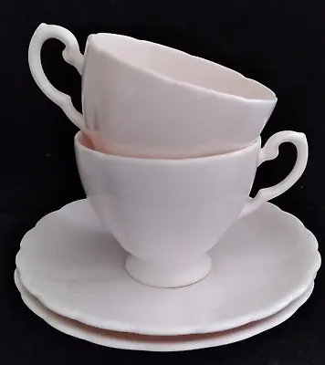 Buy Lot Of 2 Tuscan Fine Bone China England Soft Pink Teacup Saucer Set • 18.96£