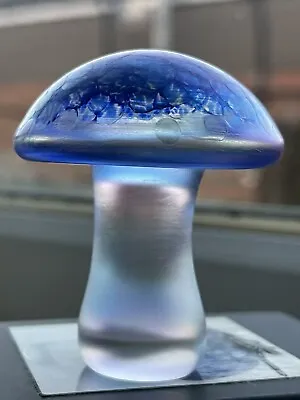 Buy John Ditchfield Glasform Glass Mushroom Iridescent Blue Paperweight With Label • 14.50£