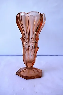 Buy Vintage Bohemian Glass Vase Tulip Flower Design Art Deco Czechoslovakia Rare  F1 • 75.74£