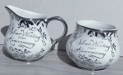 Buy Arthur Wood Pottery Milk Jug And Sugar Bowl  Silver Wedding Anniversary No 5506 • 1.99£