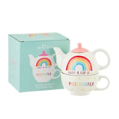 Buy Tea Pot For One Rainbow Positivitea Teacup Teapot Gift Boxed Sass & Belle • 16.99£