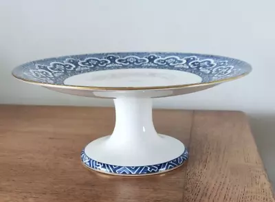 Buy Ralph Lauren Wedgwood Single Footed Bone China Cake Stand  Blue Pattern On White • 20£