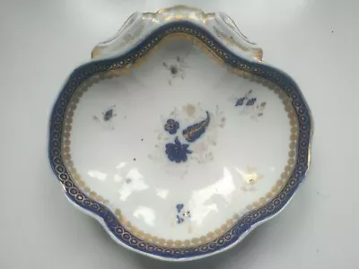 Buy Antique Caughley Porcelain Dresden Flowers Pattern Shell Shap Dish • 25£