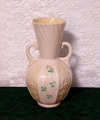 Buy Large Belleek Irish Porcelain 2- Handled Panel Vase 4th Mark, 1946-1955 RARE! • 33.77£