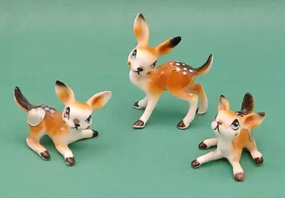Buy Vintage Bone China DEER FAWNS Made In Japan Miniature Figurines Ornaments Kitsch • 10£