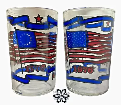 Buy Libbey Bicentennial 1776 1976 American Flag Juice Glasses Red, Blue & Clear  • 23.74£