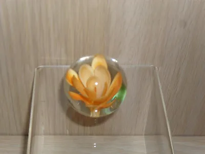 Buy Small Orange Flower Glass Paperweight • 4£