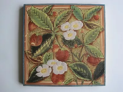 Buy ANTIQUE VICTORIAN MINTONS 8  WALL TILE C1885 PATTERN No. 136 - STRAWBERRIES • 50£
