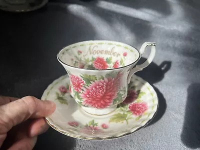 Buy Royal Albert China Flowers Of The Month November Chrysanthemum Cup And Saucer • 7.99£