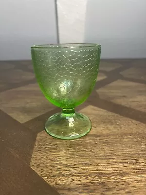 Buy Vintage Green Depression Crackle Glass 4 3/4” Tall Footed Goblet  • 12.50£