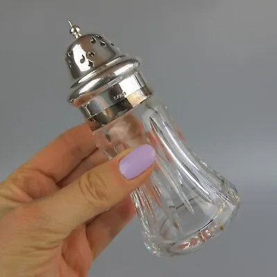 Buy Sugar Sifter Caster Shaker. Cut Crystal Glass & Silver Plated Lid. Vintage. • 12.99£