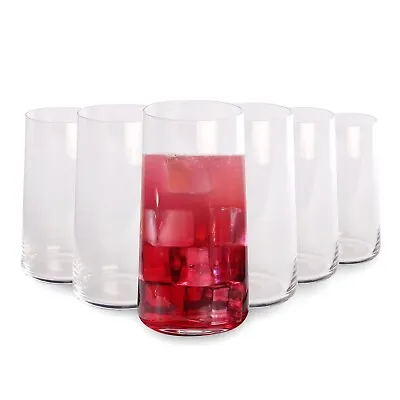 Buy Drinking Glasses X6 Tall Crystal Tumbler 540ml Water Juice Glass Glassware | M&W • 15.99£