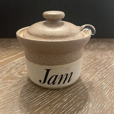 Buy Pottery JAM Jar W/ GLASS SPOON  ~ John Hermansen England Stoneware  ~  Like  NEW • 20.17£
