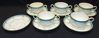 Buy George Jones Crescent A4592 Set Of 5 Bouillon Cups 4 Saucers - Hand Painted  • 142.52£