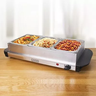 Buy Buffet Server 200w Temperature Adjustable Hot Plate Tray S/s Steel Food Warmer  • 34.99£