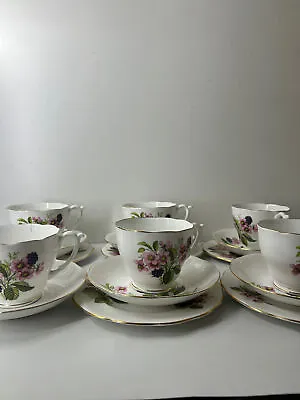 Buy Roslyn Blackberries Fine Bone China Set Of 6 Tea Cups, Saucers And Tea Plates  • 69.99£