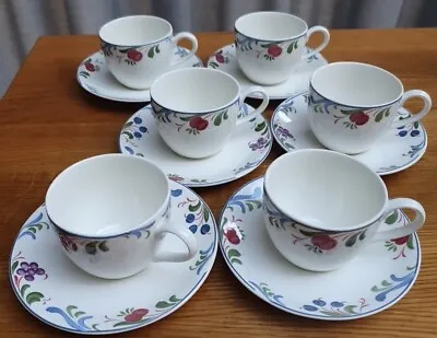 Buy Vintage 1980-1990's Poole Pottery Cranborne Tea Cups & Saucers Set Of 6  • 24.99£