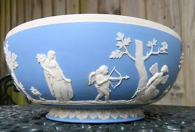 Buy Antique 19thc Large Wedgwood  Blue Jasperware Bowl C1882 • 75£