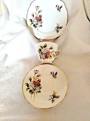 Buy Royal Vale White And Pink Rose Trio Tea Set • 3.50£