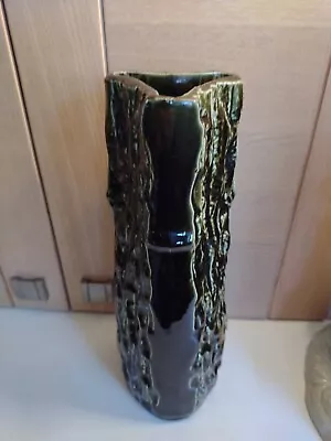 Buy Vintage Arthur Wood Bracken Green Textured Ceramic Vase 11 Inches High England • 35£