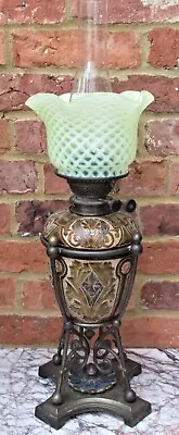 Buy Doulton Lambeth Lamp By Mark V Marshall, 1881, Period Shade, Hinks Burner • 480£