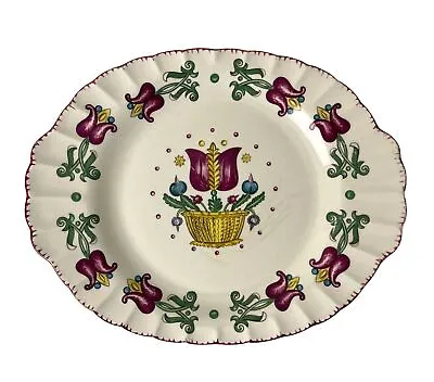 Buy Vintage American Limoges Old Dutch, USA Made Ruffle Edge Tulip Oval Platter • 14.69£