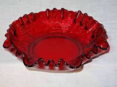 Buy Imperial Glass Bowl Octagon Ruffled Edge Red Gorgeous Christmas Bowl 9  • 19.18£