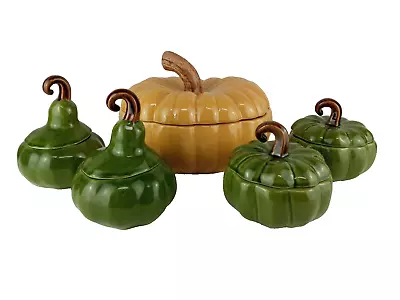 Buy William Sonoma Pumpkin Harvest Soup Tureen And 4 Individual Soup Bowls & Lids • 96.04£