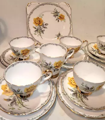 Buy Royal Stafford Yellow Roses To Remember China Tea Set For Six English Bone China • 65.95£