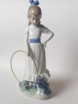 Buy Lladro Nao Figurine Girl Dog Playing With Hoop 'My Dog Does Tricks'  24cm • 22.99£
