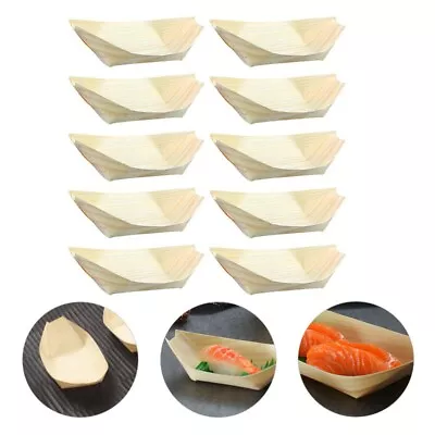 Buy  Disposable Wooden Kayak Salad Sushi Serving Tray Boat Tableware Japanese-style • 12.69£