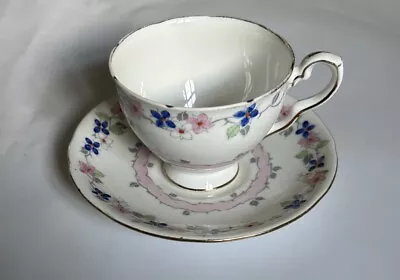 Buy Vintage Royal Stafford Floral Bone China Teacup Saucer Ditsy Flowers Pink Blue • 8.99£