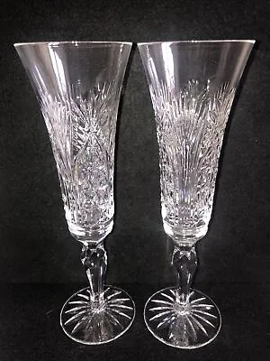 Buy 2x Royal Doulton Crystal - Cathedral Cut - Champagne Flute Wine Glasses - 8 7/8  • 60£