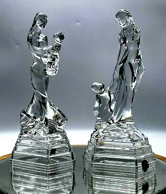 Buy Set Of Two Beautiful Crystal Cut Glass Figurines Lady With Child Made In Italy  • 190£
