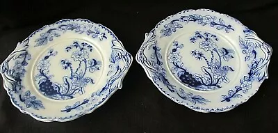 Buy *antique Vintage Kaolin Ware  Bamboo  Flow Blue And White Plates X 2 [82] • 12£