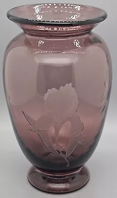 Buy Fenton Amethyst Etched Iris Medium Vase. 6 5/8  Tall. Stamped Fenton. Perfect! • 52.98£
