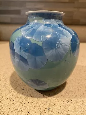 Buy Vintage Bevan Norkin Norfolk VA Art Pottery Light Blue Crystalline Glaze Vase • 37.93£