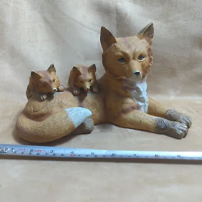 Buy Studio Pottery Fox Figurine With 2 Cubs Ceramic Ornament Medium Sized • 24.62£