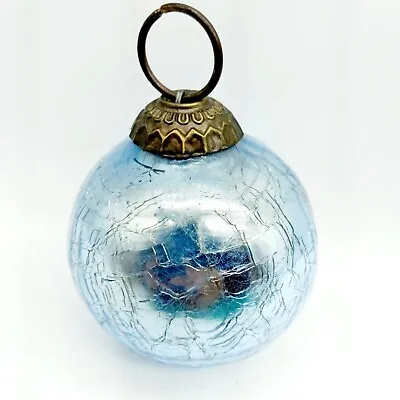 Buy RARE KUGEL Vintage Mercury Blue Crackle Glass Blown Ornament Ball Shape 2.5” • 43.43£