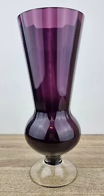 Buy Vintage Amethyst Glass Vase Hand Blown Approx Height 30cm.. • 25£
