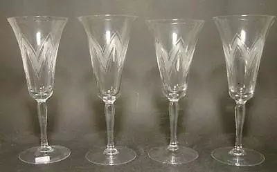 Buy Art Deco - 4 Sparkling Wine Glasses, Circa 1935. Mouth Blown Glass. • 62.15£
