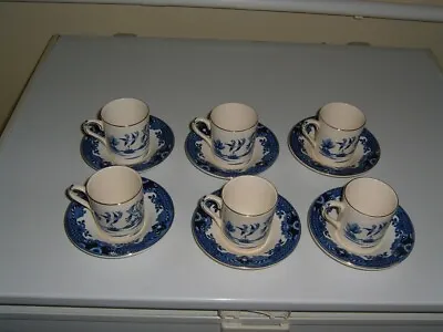 Buy Burleigh Ware [burslem] Willow Pattern Set Of 6 Coffe Cups And Saucers • 45£