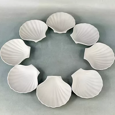 Buy Vintage French Set 8 Unglazed Ceramic Coquilles St. Jacques Shell Serving Dishes • 14£