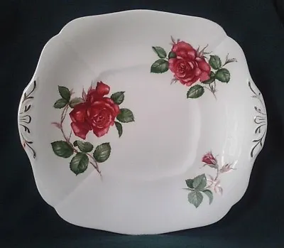 Buy Adderley Symphonie Cake Plate Fine Bone China Platter Red Roses And Rosebuds • 26.95£